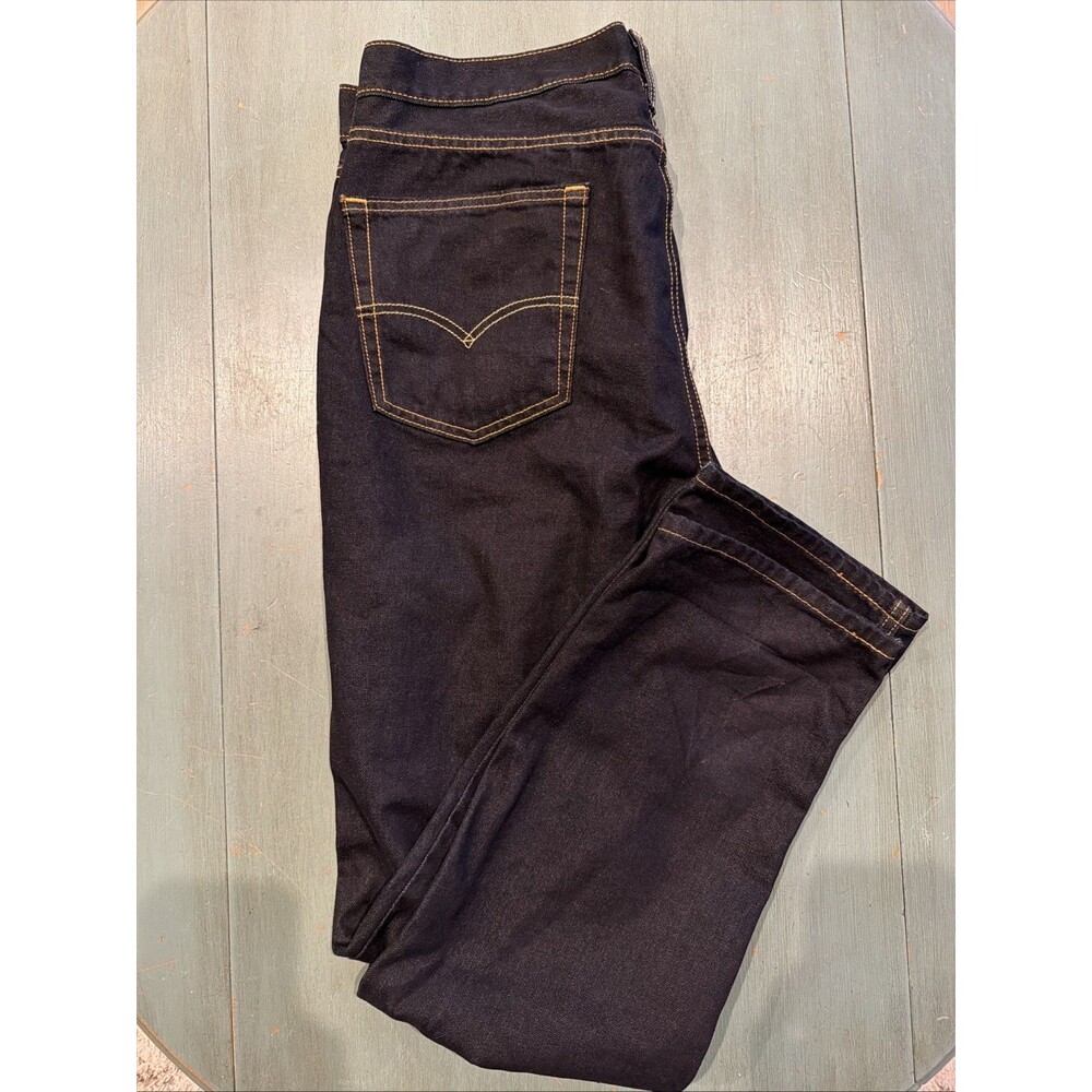 Levi’s 514 Straight Fit Jeans Black Dark Wash W36 L32‎ Original Riveted - Picture 10 of 10